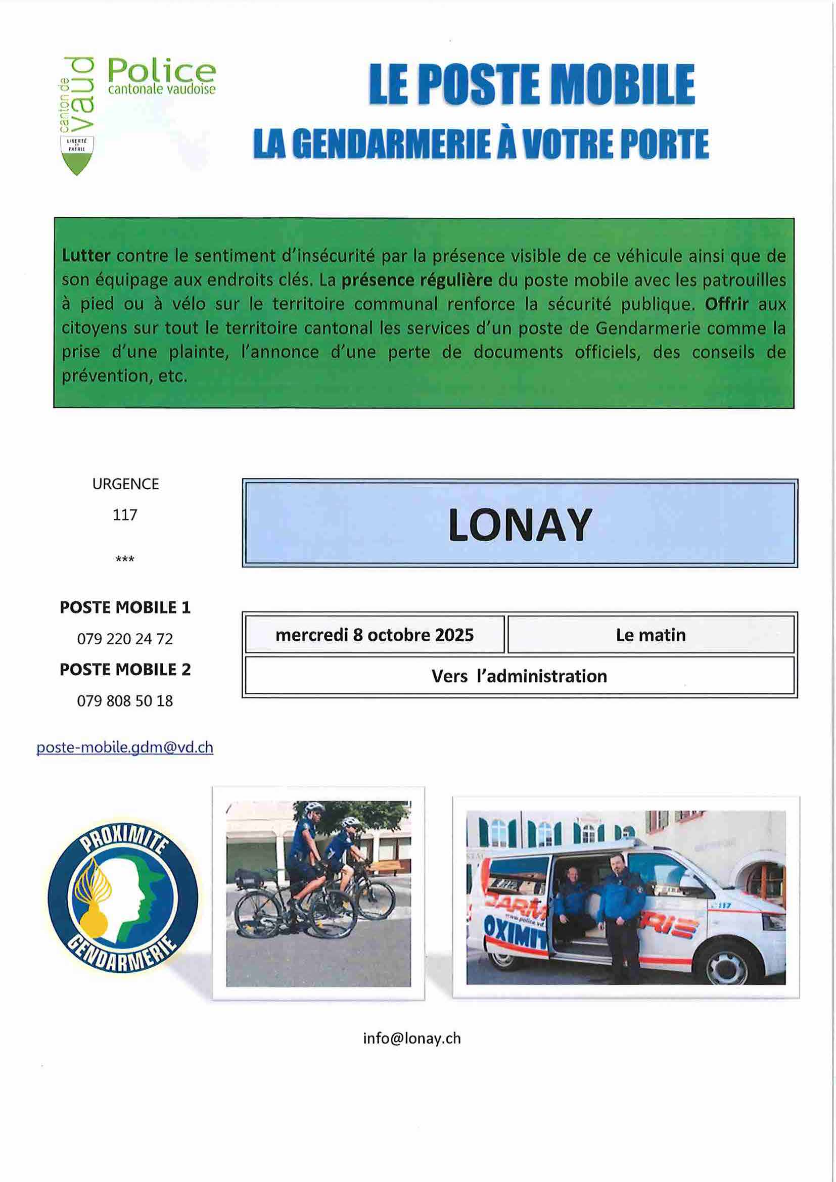 Poste police mobile 08.10.2025